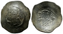 John II Comnenus, AD.1118-1143. Bl-Aspron Trachy (19mm, 3.39g). Constantinople mint. IC - XC. Bust of Christ Pantokrator facing, wearing nimbus crucig...
