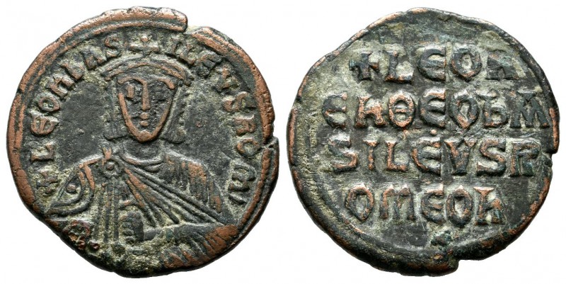 Leo VI the Wise, AD.886-912. Æ Follis (25mm, 7.24g). Constantinople mint. +LЄOҺ ...