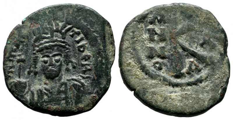 Maurice Tiberius, AD.582-602. Æ Half Follis - 20 Nummi (22mm, 5.15g). Constantin...