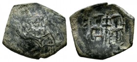 Michael VIII Palaeologus, AD.1261-1282. Æ Trachy (13mm, 0.91g). Constantinople mint. O AΓI O C - ΓE WPΓ I C. Half length bust of St. Georgius facing, ...