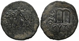 Phocas, AD.602-610. Æ Follis - 40 Nummi (33mm, 13.22g). Cyzicus mint, 1st officina. Dated RY 1. d N FOCA - IN PЄP AV. Phocas, holding globus cruciger,...