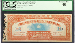 CHINA--REPUBLIC. Chung Hwa Republic. 10 Dollars, ND (ca. 1896). P-Unlisted. PCGS Currency Extremely Fine 40.

(C262-2). These 10 Dollar Gold certifi...