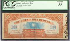 CHINA--REPUBLIC. Chung Hwa Republic. 10 Dollars, ND (ca. 1896). P-Unlisted. PCGS Currency Very Fine 35.

(C262-2). A tough Ching Hwa Republic note, ...