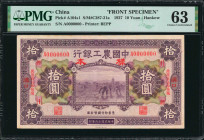 (t) CHINA--REPUBLIC. Agricultural And Industrial Bank of China. 10 Yuan, 1927. P-A104s1. Front Specimen. PMG Choice Uncirculated 63.

(S/M#C287-21a)...