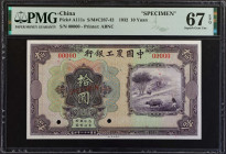(t) CHINA--REPUBLIC. The Agricultural And Industrial Bank of China. 10 Yuan, 1932. P-A111s. Specimen. Superb Gem Uncirculated 67 EPQ.

(S/M#C287-42)...