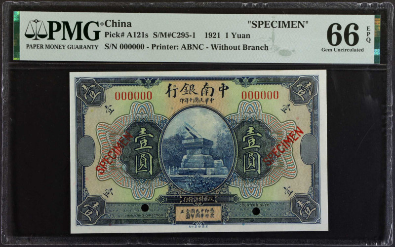 (t) CHINA--REPUBLIC. China & South Sea Bank Ltd.. 1 Yuan, 1921. P-A121s. Specime...