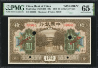 (t) CHINA--REPUBLIC. Bank of China. 10 Dollars, 1918. P-53ns. Specimen. PMG Gem Uncirculated 65 EPQ.

(S/M#C294-102n). Printed by ABNC. Shantung.
...