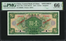 (t) CHINA--REPUBLIC. Lot of (5). Central Bank of China. 1 to 100 Dollars, 1928. P-195s to 199s. Specimens. PMG Gem Uncirculated 66 EPQ & Superb Gem Un...