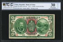 (t) CHINA--REPUBLIC. Bank of China. 1 Dollar, 1912. P-251. PCGS Banknote Very Fine 30 Details. Writing in Ink.

(S/M#C294-301). Manchuria. Printed b...