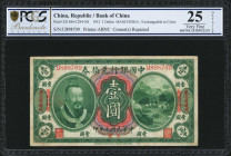 (t) CHINA--REPUBLIC. Bank of China. 1 Dollar, 1912. P-251. PCGS Banknote Very Fine 25 Details. Corner(s) Repaired.

(S/M#C294-301). Printed by ABNC....