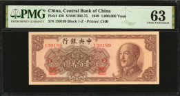 (t) CHINA--REPUBLIC. Central Bank of China. 1,000,000 Yuan, 1949. P-426. PMG Choice Uncirculated 63.

(S/M#C302-75). Block 1-Z. Printed by CHB. An u...