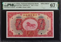 (t) CHINA--REPUBLIC. National Industrial Bank of China. 5 Yuan, 1931. P-532s. Specimen. PMG Superb Gem Uncirculated 67 EPQ.

(S/M#C291-11). Printed ...