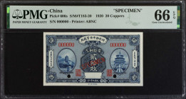 (t) CHINA--REPUBLIC. Market Stabilization Currency Bureau. 20 Coppers, 1920. P-606s. Specimen. PMG Gem Uncirculated 66 EPQ.

(S/M#T183-20). Printed ...