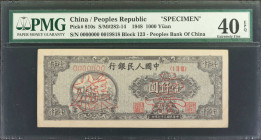 (t) CHINA--PEOPLE'S REPUBLIC. The People's Bank of China. 1000 Yuan, 1948. P-810s. Specimen. PMG Extremely Fine 40 EPQ.

(S/M#C282-14). Block 123. S...