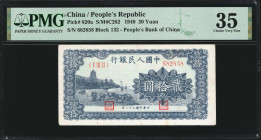 (t) CHINA--PEOPLE'S REPUBLIC. The People's Bank of China. 20 Yuan, 1949. P-820a. PMG Choice Very Fine 35.

(S/M#C282). Block 132. A mid-grade exampl...