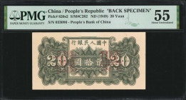 (t) CHINA--PEOPLE'S REPUBLIC. Lot of (2). The People's Bank of China. 20 Yuan, 1949. P-820s1 & 820s2. Front & Back Specimens. PMG About Uncirculated 5...
