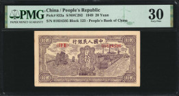 (t) CHINA--PEOPLE'S REPUBLIC. The People's Bank of China. 20 Yuan, 1949. P-822a. PMG Very Fine 30.

(S/M#C282). Block 123.

Estimate: USD 500-750