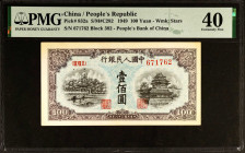 CHINA--PEOPLE'S REPUBLIC. People's Bank of China. 100 Yuan, 1949. P-832a. PMG Extremely Fine 40.

(S/M#C282). Block 382. Watermark of Stars.

Esti...