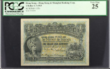 HONG KONG. The Hong Kong & Shanghai Banking Corporation. 1 Dollar, 1913. P-155b. PCGS Currency Very Fine 25.

Dated 1.7.1913. An early example of th...