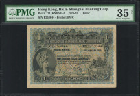 (t) HONG KONG. The Hong Kong & Shanghai Banking Corporation. 1 Dollar, 1923-25. P-171. PMG Choice Very Fine 35 Net. Minor Rust.

Printed by BWC. Dat...