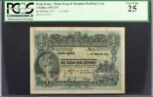 HONG KONG. The Hong Kong & Shanghai Banking Corporation. 1 Dollar, 1923-25. P-171. PCGS Currency Very Fine 25.

Dated 1.1.1923. An always in demand ...