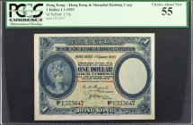 HONG KONG. The Hong Kong & Shanghai Banking Corporation. 1 Dollar, 1929. P-172b. PCGS Currency Choice About New 55.

Dated 1.1.1929. A more challeng...