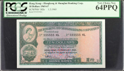 HONG KONG. The Hong Kong & Shanghai Banking Corporation. 5, 10, 50, 100 & 500 Dollars, 1965-75. P-181c, 182e, 184a, 185a & 186a. Solid Matching Serial...