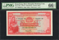 (t) HONG KONG. The Hong Kong & Shanghai Banking Corporation. 100 Dollars, 1970-72. P-183c. PMG Gem Uncirculated 66 EPQ.

Printed by BWC. Dated March...