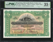 (t) HONG KONG. Mercantile Bank of India Limited. 5 Dollars, 1936-37. P-235c. PMG Choice Very Fine 35 Net. Restoration.

Printed by W&S. 4 Serial Num...