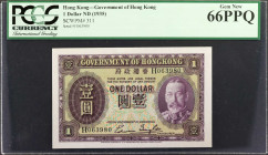 HONG KONG. Government of Hong Kong. 1 Dollar, ND (1935). P-311. PCGS Currency Gem New 66 PPQ.

A wonderful Gem example of this popular KGV 1 Dollar ...