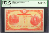 HONG KONG. Government of Hong Kong. 1 Dollar on 1000 Yen, ND (1945). P-318. PCGS Currency About New 53 PPQ.

This note was overprinted in 1945 as an...