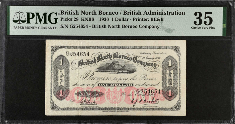 BRITISH NORTH BORNEO. The British North Borneo Company. 1 Dollar, 1936. P-28. PM...