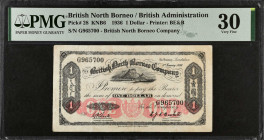 BRITISH NORTH BORNEO. The British North Borneo Company. 1 Dollar, 1936. P-28. PMG Very Fine 30.

Printed by BE&B. PMG comments "Minor Repairs."

E...