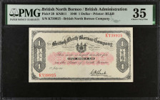 BRITISH NORTH BORNEO. The British North Borneo Company. 1 Dollar, 1940. P-29. PMG Choice Very Fine 35.

Printed by BE&B. PMG comments "Minor Repairs...