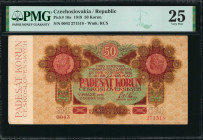 CZECHOSLOVAKIA. Republika Ceskoslovenska. 50 Korun, 1919. P-10a. PMG Very Fine 25.

Watermark of RCS. This is one of just seven examples graded by P...