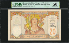 FRENCH INDO-CHINA. Banque de L'Indochine. 20 Piastres, ND (1928-31). P-50. PMG About Uncirculated 50.

Watermark of man's head. Signature #7. PMG co...