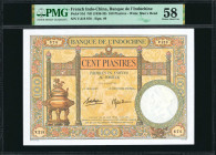 FRENCH INDO-CHINA. Lot of (2). Banque de L'Indochine. 100 Piastres, ND (1936-39). P-51d. Consecutive. PMG Choice About Uncirculated 58.

An impressi...