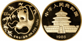 CHINA. Gold 100 Yuan, 1985. Panda Series. PCGS MS-69.

Fr-B4; KM-118; PAN-22A. This attractive and brilliant example displays a near perfect eye app...