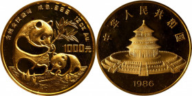 CHINA. Gold 1000 Yuan (12 Ounce), 1986. Panda Series. GEM BRILLIANT PROOF.

Fr-B2; KM-136; PAN-35A. Mintage: 2,550. This sharply struck example boas...
