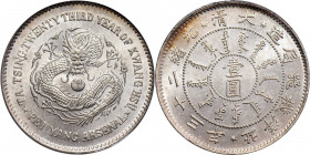 CHINA. Chihli (Pei Yang). 7 Mace 2 Candareens (Dollar), Year 23 (1897). Tientsin (East Arsenal) Mint. Kuang-hsu (Guangxu). PCGS MS-66.

L&M-444; cf....