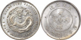 CHINA. Kwangtung. 3 Mace 6 Candareens (50 Cents), ND (1890-1908). Kwangtung Mint. Kuang-hsu (Guangxu). PCGS MS-64.

L&M-134; K-27; KM-Y-202; WS-0943...