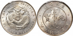 (t) CHINA. Kwangtung. 7 Mace 2 Candareens (Dollar), ND (1909-11). Kwangtung Mint. Hsuan-t'ung (Xuantong [Puyi]). PCGS MS-63.

L&M-138; K-31; KM-Y-20...