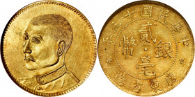 CHINA. Kwangtung. Gold 20 Cents Restrike, "Year 13" (1924). NGC AU-58.

cf. L&M-155 (for regular issue in silver); cf. K-735 (same); KM-Pn23; cf. WS...