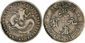 (t) CHINA. Chekiang. 1 Mace 4.4 Candareens (20 Cents), ND (1898-99). Hangchow Mint. Kuang-hsu (Guangxu). PCGS VF-25.

L&M-284; K-121; KM-Y-53.7; WS-...