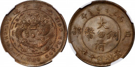 CHINA. Chekiang. 10 Cash, CD (1906). Kuang-hsu (Guangxu). NGC MS-64 Brown.

CL-ZJ.35; KM-Y-10b. "KIIO" variety. Presenting ample glossy finish, this...