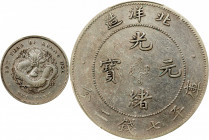 (t) CHINA. Chihli (Pei Yang). 7 Mace 2 Candareens (Dollar), Year 34 (1908). Tientsin (Central) Mint. Kuang-hsu (Guangxu). PCGS Genuine--Planchet Flaw,...