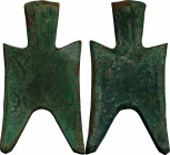 (t) CHINA. Zhou Dynasty. Warring States Period. Pointed Foot Spade Money, ND (ca. 350-250 B.C.). Graded "80" by Zhong Qian Ping Ji Grading Company.
...