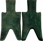 (t) CHINA. Zhou Dynasty. Warring States Period. Pointed Foot Spade Money, ND (ca. 350-250 B.C.). Graded "82" by Zhong Qian Ping Ji Grading Company.
...