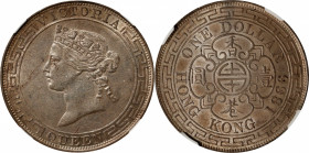 HONG KONG. Dollar, 1866. Hong Kong Mint. Victoria. NGC AU-58.

KM-10; Mars-C41; Prid-1. A lustrous example, this specimen displays a charming surfac...