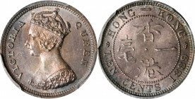 HONG KONG. 10 Cents, 1889-H. Heaton Mint. Victoria. PCGS MS-63.

KM-6.3; Prid-81. A difficult minor to encounter in grades of Mint State, this choic...